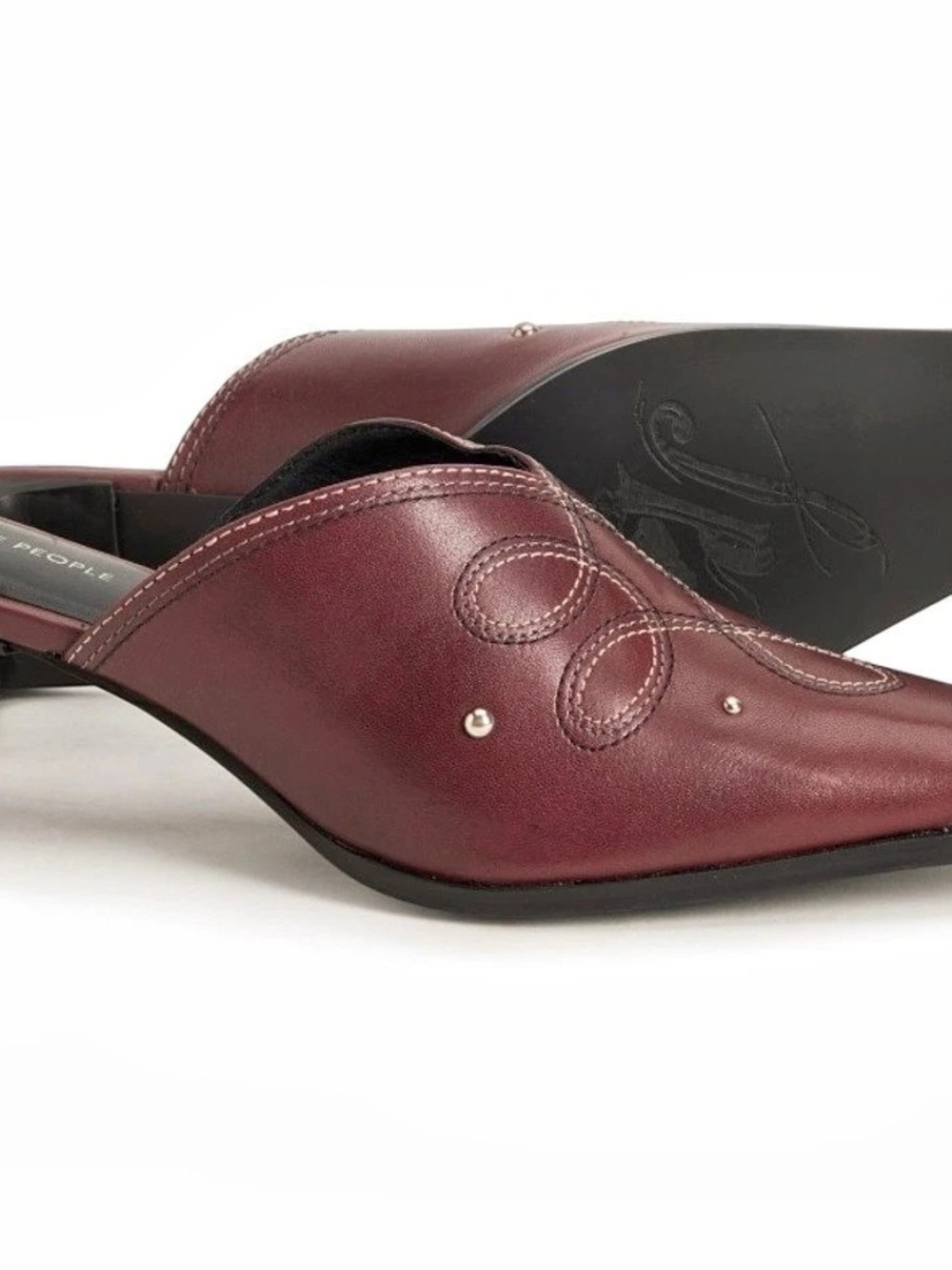 Free People Brayden Western Mule Heeled Mules Burgundy